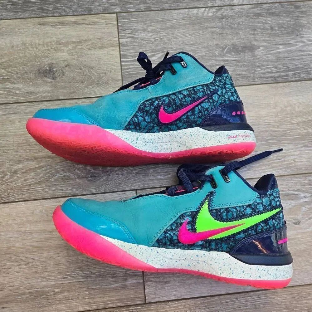 Nike LeBron NXXT Gen AMPD Basketball Shoes FJ1566-300 Men's 8.5 teal pink wht